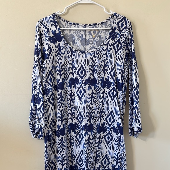 Lilly Pulitzer Ocean Ridge Dress Bright Navy Tons of Fun Engineered Size Large - Picture 3 of 9